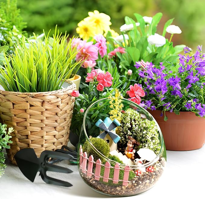 DOITOOL Slant Cut Bowl Glass Vase, Clear Terrarium Bowl Candy Dish Fruit Jar, 4.7" W x 4" H, Small Round Planter Table Centerpiece, Use for Succulents, Cacti, Air Plants, Moss, Terrariums, Candy