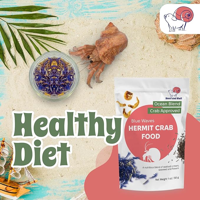 Blue Waves Hermit Crab Food – Marine Protein with Krill, Bloodworms & Sea Veggies – 30g – Snout and Shell