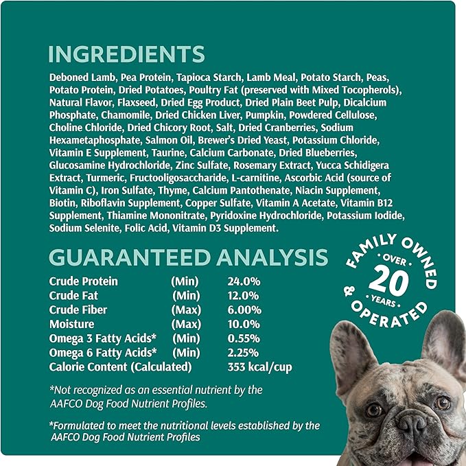 Optimeal Toy Breed Dry Dog Food – Grain Free Small Kibble for Small Dogs, High Protein, Natural Ingredients, Skin & Digestive Support, Premium Nutrition – Lamb & Veggies, 3.3 lbs