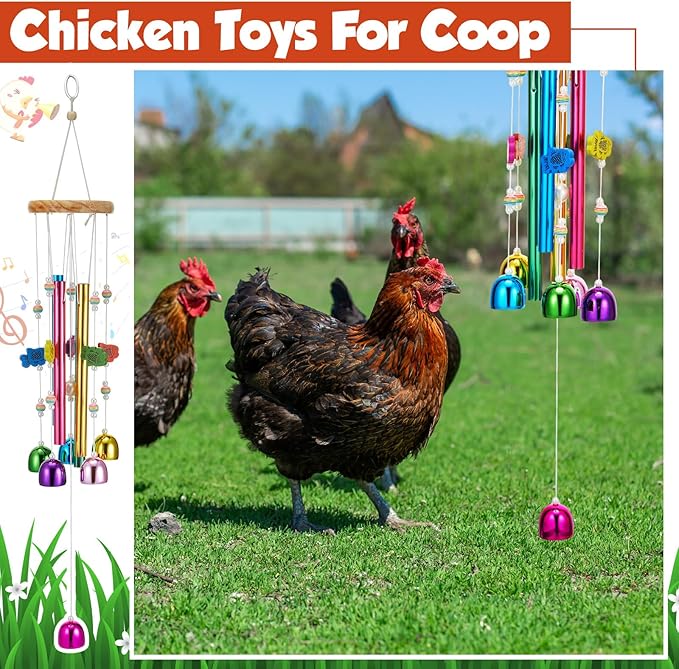 Chicken Chew Toys for Coop Multicolor Chicken Wind Chime Enrichment Toys Art Hanging Decoration for Bird Parrot Parakeet Budgerigar Lovebird