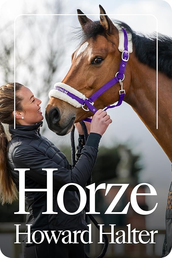 HORZE Howard Soft Fleece Padded Adjustable Polyester Horse Halter - Purple - Cob