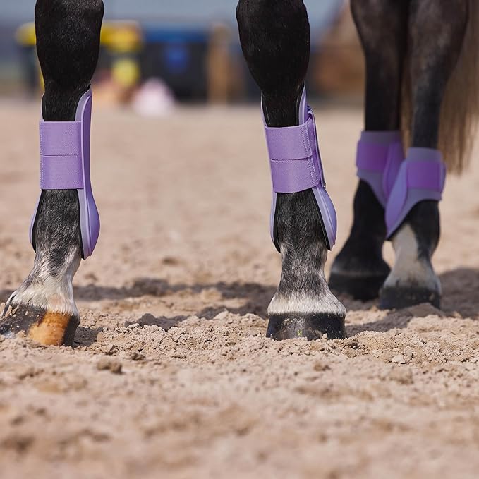 HORZE Adepto Open Front Tendon Boots | Durable Shell with Neoprene Lining - Languid Lavender Purple - Pony