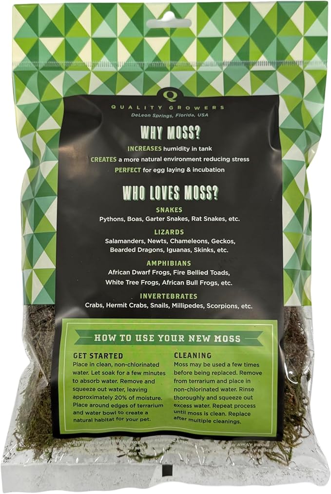 The Habitat Life - Natural Deco Moss - for Reptiles, Amphibians & Invertebrates Terrariums - Humidity Control - Natural Look & Feel - Soft Surface - Dye-Free & Safe - Small - 1 Pack