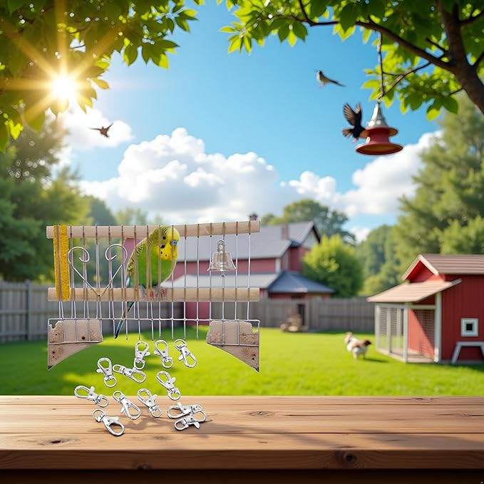 Pssopp 12Pcs Pet Birds Cage Metal Hook Clip Iron Anti-Escape Pet Bird Cage Door Buckle Lock Claw Snap Hook
