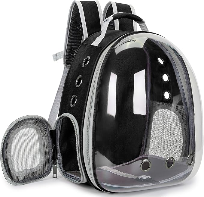 Cat Bubble Backpack Carrier for Small Medium Dogs Cats Carrying Bag, Airline Approved Pet Travel Carrying Bag Dog Hiking Walking Outdoor Backpack (Black)