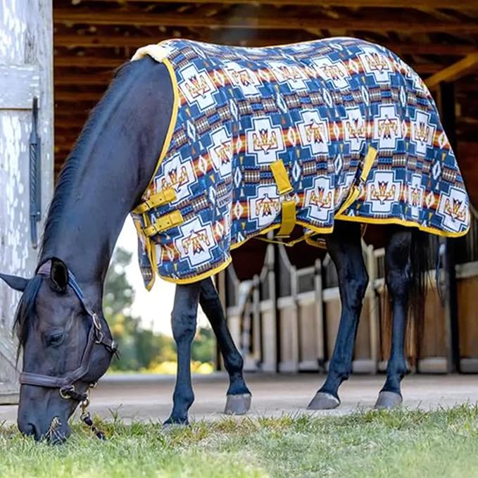 Jeffers Expression Standard Neck Fleece Cooler for Horses, 87"- Equine Towel Blanket, Moisture Absorbent, Light Weight, Best for Drying, Exercise, Bathing, Adjustable Belly Bands - Thunderbird