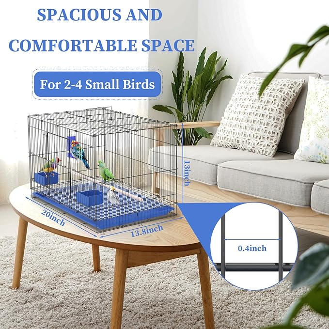 Pet Iron Bird Cage for Small Birds, Large Size 20 Inch for Parrots, Rutin Chicken, Hamster, Parakeet, Cockatiel, Lovebird, Parrotlet (2PCS)