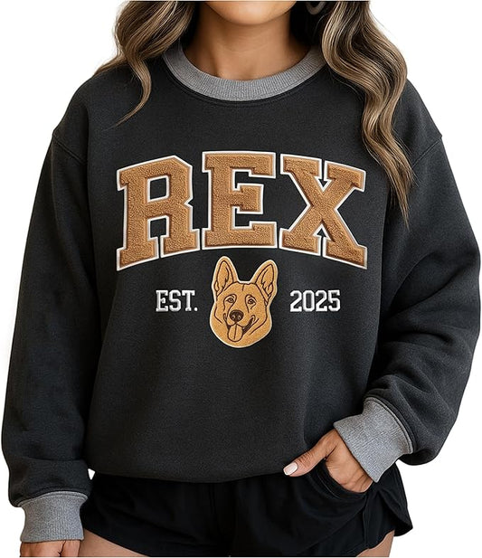 NAZENTI Personalized Dog Sweatshirt, Custom Photo Shirts, Dog Embroidered Shirt for Women, Men, Pet Lovers Gifts, Mom Gift