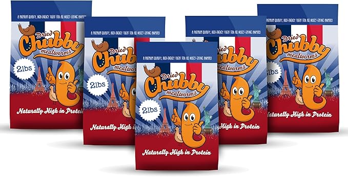 Chubby Dried Mealworms 10 lbs – Premium EU-Grown Non-GMO Protein Treats for Chickens, Ducks, Wild Birds & Reptiles – High-Protein Chicken Feed Snack for Laying Hens