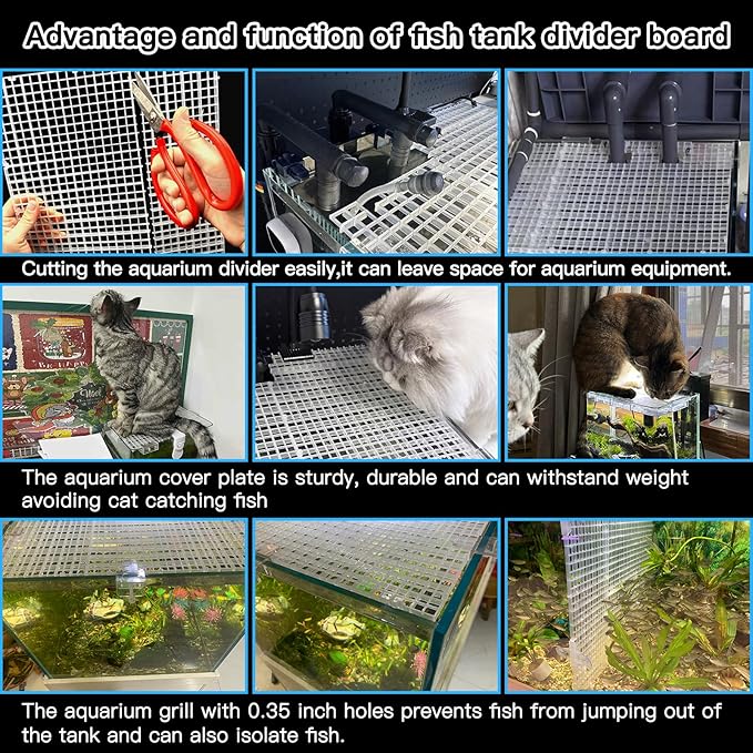 Adjustable Aquarium Fish Tank Divider Filter Bottom Plastic Grid Fish Tank Isolation Board Egg Crate Tray(White, 12pcs 11.8X11.8Inch with 0.35Inch Hole)