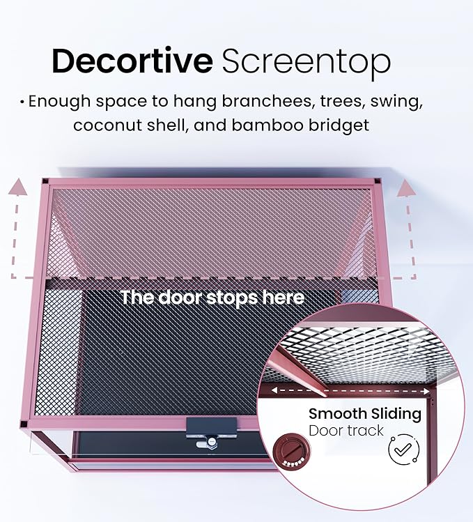 MagicCube 18'' x 18'' x 18'' Reptile Terrarium with Lock, 24 Gallon Reptile Tank with Flip-Up Tempered Glass Door, Top Screen Ventilation for Leopard Gecko, Lizards