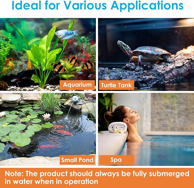 Aquarium U-V Filter for Green Water, Fish Tank Filter with Timer U-V Light, Turtle Tank Filter, Internal Filter with Dual Water Outlet & Aeration, for 40-70 Gallon Tank