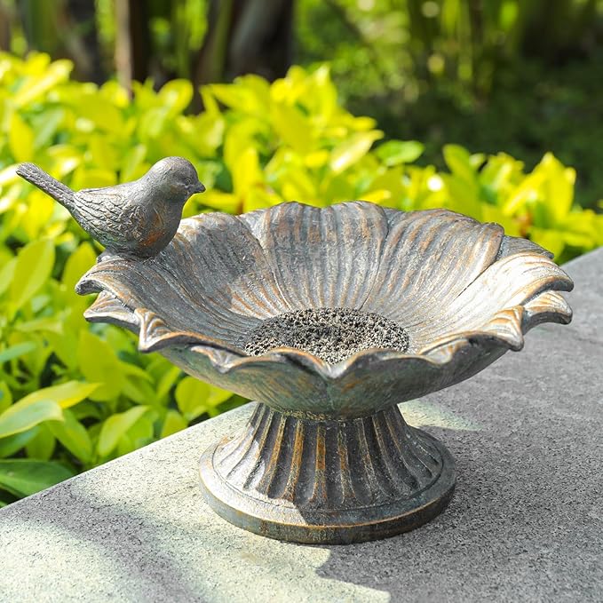 MUMTOP Bird Baths for Outdoors, Antique Outdoor Garden Birdbath Bowl Resin Bird Baths and Feeder with Vintage Bird Ornament for Outside Yard Table Decor