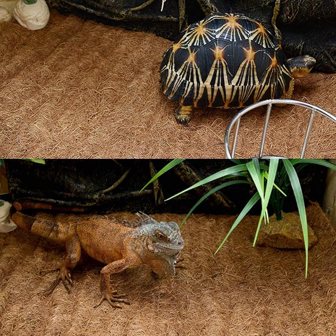 Hamiledyi Reptile Carpet Mat 19.7x11.8in Coconut Fiber Substrate Lizard Cage Pad Tortoise Substrate Liner Snake Coco Liner for Bearded Dragon Gecko Turtle Chamelon Iguana