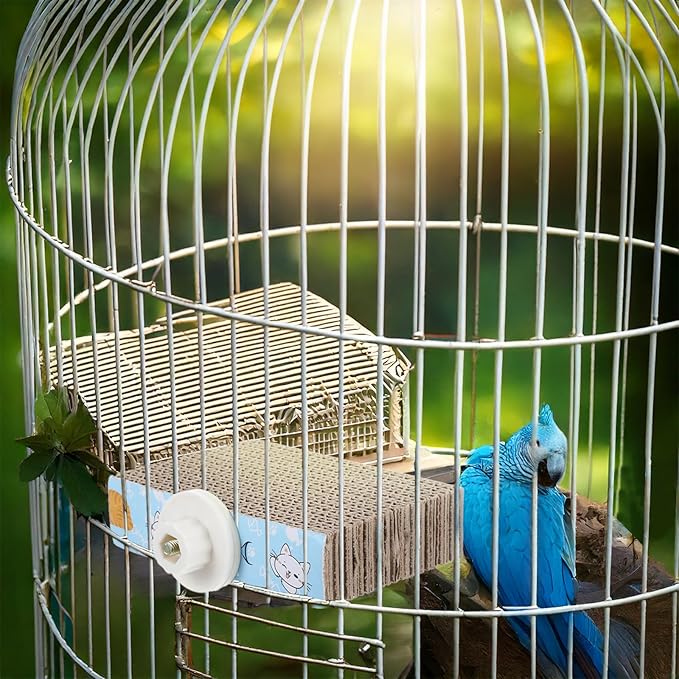 2 PCS Bird Chew Toy Parrot Cage Perch Cardboard Platform Bird Paw Grinding Stand for Cage Birds Resting Platform Stand Parrot Playground Exercise Toys ParakeetsCage Accessories