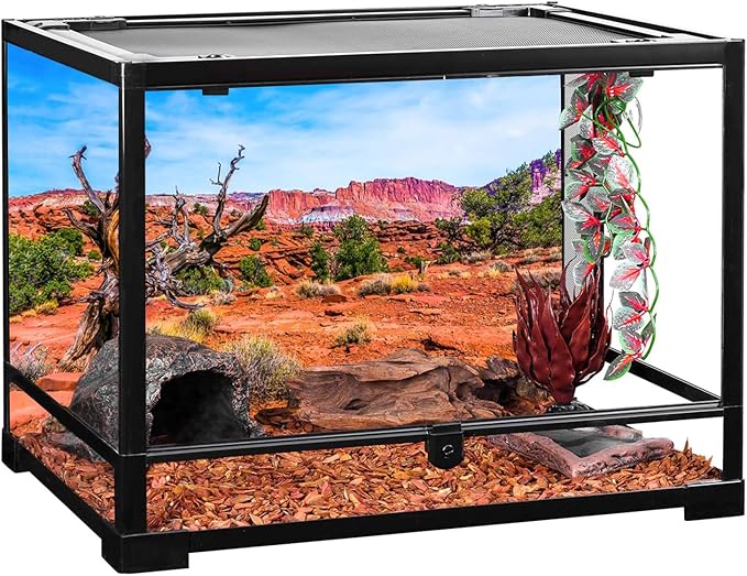 AWERT 48x18 inches Reptile Habitat Background Blue Sky Oasis Orange Desert Terrarium Background Durable Polyester Background