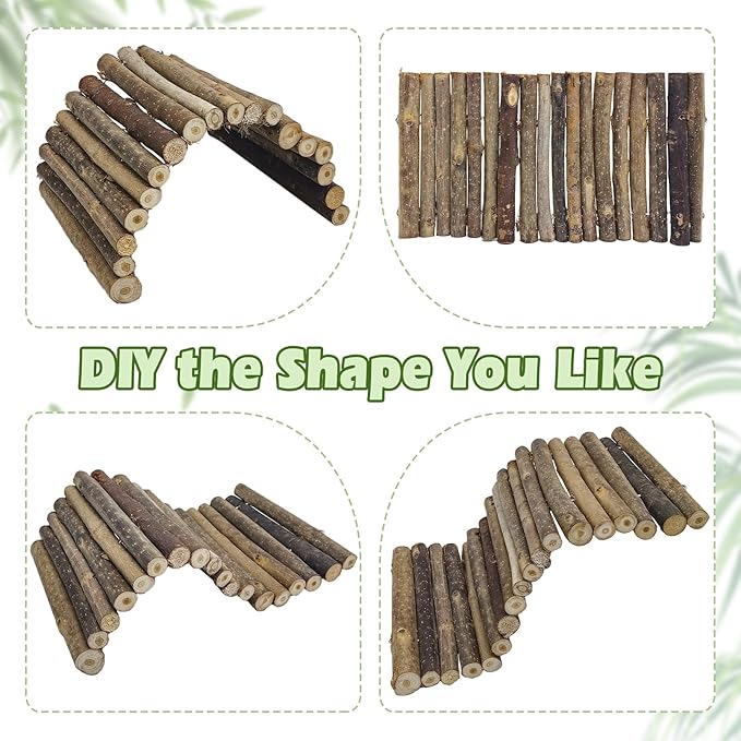 kathson Bearded Dragon Tank Accessories, Large Reptile Hide Wooden Bridge Seagrass Hammock Jungle Climber Vines Leaves and Plant Reptile Habitat Decor for Chameleon Lizards Gecko Snakes Climbing