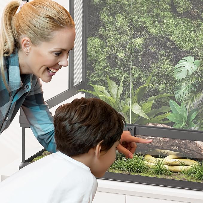 Erinnyees 67 Gallon Reptile Terrarium with Top Screen Ventilation, Snake Habitat with Heating Pad Space, Front Opening Reptile Vivarium with Sliding Cable Outlet for Leopard Geckos, Snakes, Turtles