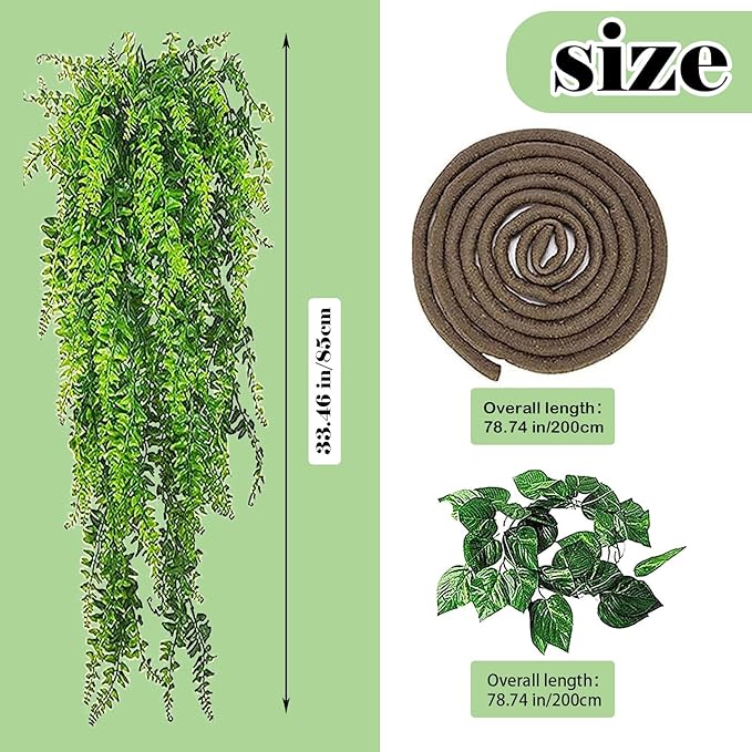 kathson Bearded Dragon Large Hammock,Lizard Lounger 29.53x7.08inches Natural Seagrass Fibers Pet Recliner Flexible Vine Decoration for Gecko Chameleon Snakes (4 PCS)