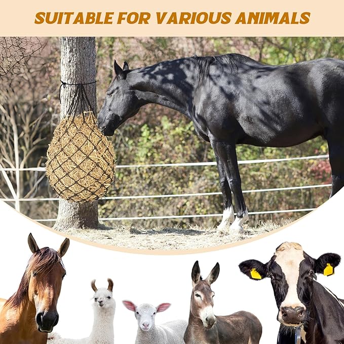 2PCS Hay Nets for Horses,2.36"x2.36" Holes 40”Horse Hay Feeder Net for Slower Feeding,Strong Load-Bearing Hay Bag Hanging for Horse Stable Trailer (Black)