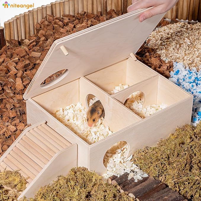 Niteangel Birch Chamber-Maze Hamster Hideout - Small Pets Woodland House Habitats Decor for Hamster Mice Gerbils Mouse
