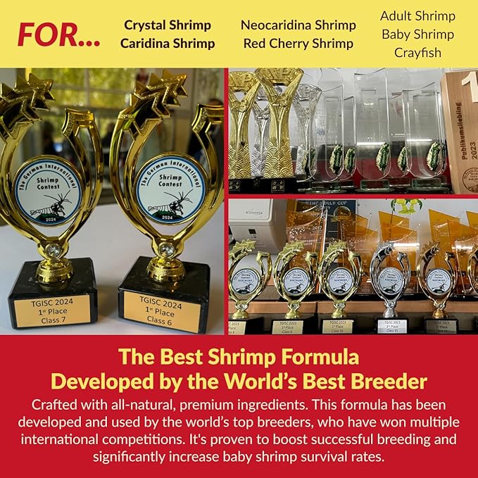 Professional Shrimp Food, Natural Premium Ingredients, High Protein, Rich in Vitamins for Crystal Shrimp, Caridina, Neocaridina, Ornamental, Taiwan Breeder Foods Formula (200g)