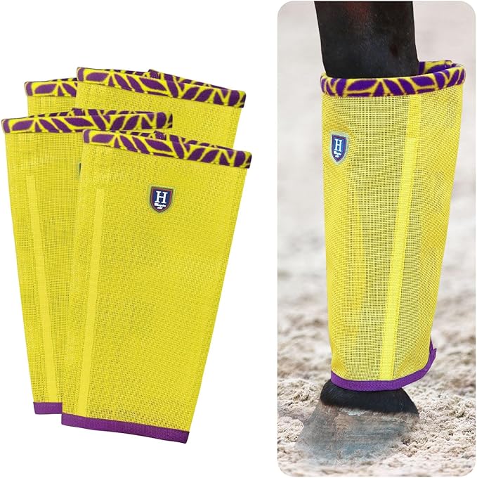 Fine Mesh Fly Boots Loose Fitting & Non-Slip Horse Fly Leggings Fleece Air Flow (Set of 4)