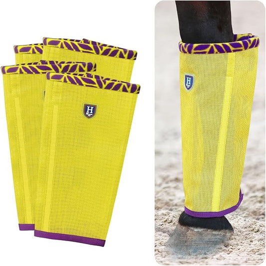 Fine Mesh Fly Boots Loose Fitting & Non-Slip Horse Fly Leggings Fleece Air Flow (Set of 4)