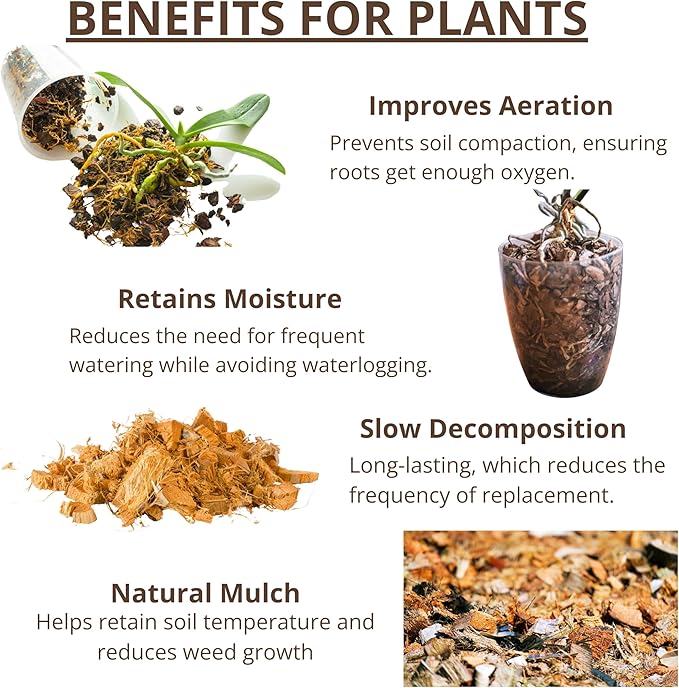 LaLaGreen Coconut Coir Chips for Plants (500g, 4 Pack) Indoor Herb Garden Seedling and Plant, Outdoor Planting Soil Vegetable Flower Orchids, Organic Compressed Coco Fiber Husk Chips Brick Peat Moss