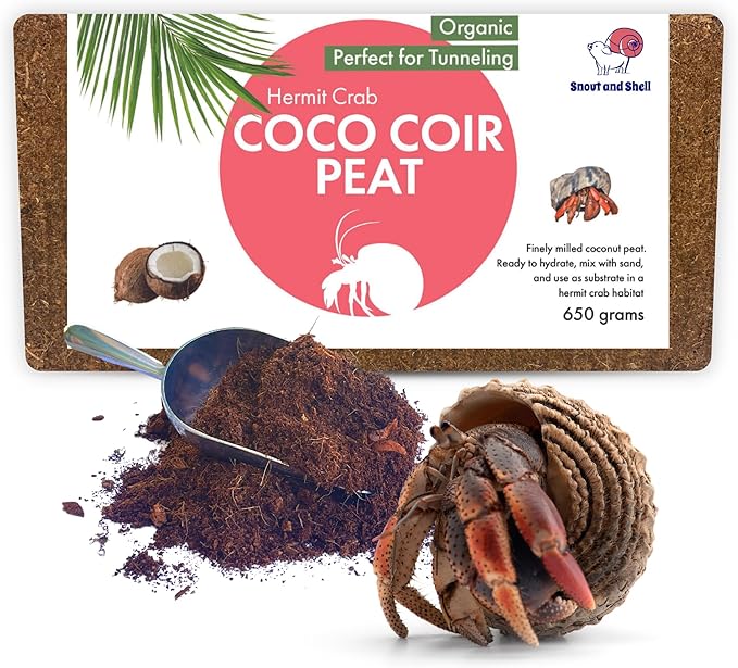 Coco Peat Reptile & Amphibian Bedding 1.4 lbs - Perfect for Frogs, Salamanders, Geckos & Snakes Tunneling - 100% Organic Coconut Husks - 650 Grams, Brown by Snout and Shell