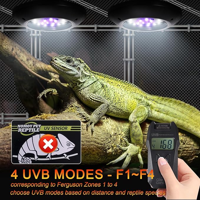 LED UVB Light for Reptiles, 8W UVA UVB Lamp – Timer Switch, Adjustable Brightness, Ferguson Zones 1-4, Energy-Efficient, UVI Lamp for Bearded Dragons, Chameleon, Lizard, Snake, Non-Heating Equipment