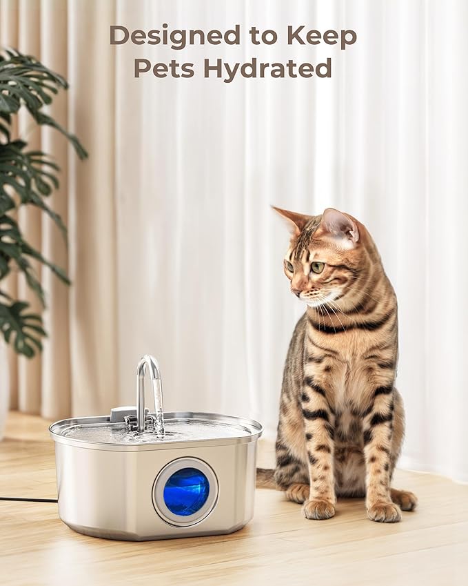 Official 8 Pack Pet Water Fountain Replacement Filters & Pre-Filter Sponges for 108oz/3.2 Stainless Steel Cat Water Fountain