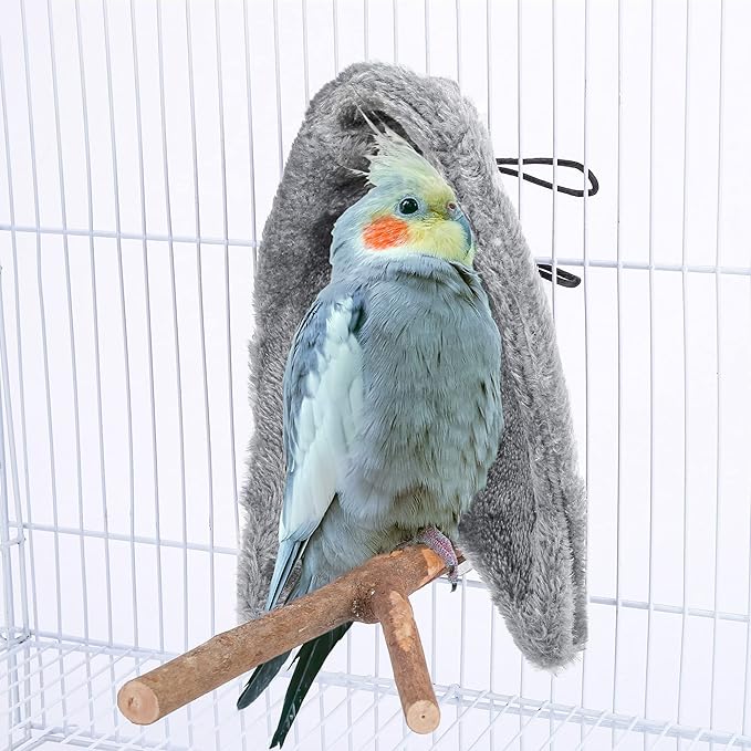 Comfort Corner Fleece Bird Blanket Parrot Cage Snuggle Hut Warm Bird Nest House Bed Hanging Hammock Toy for Parakeet Cockatiel Pigeon Small Animals Shelter Plush Bedding(Size S)