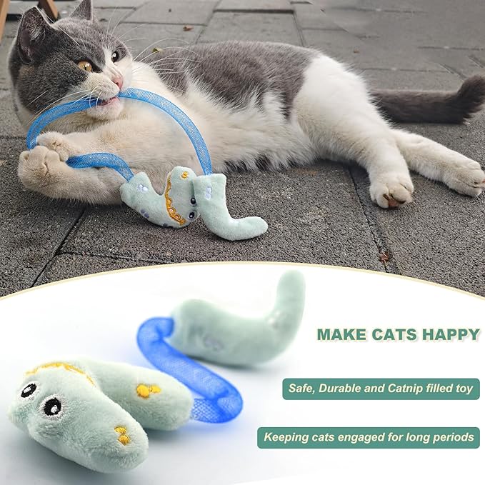 Interactive Cat Toys Set, Silvervine Chew Sticks and Cat Spring Toy, Indoor Catnip Toys for Exercise and Dental Care, for Adult Cats and Kittens (10 Packs)