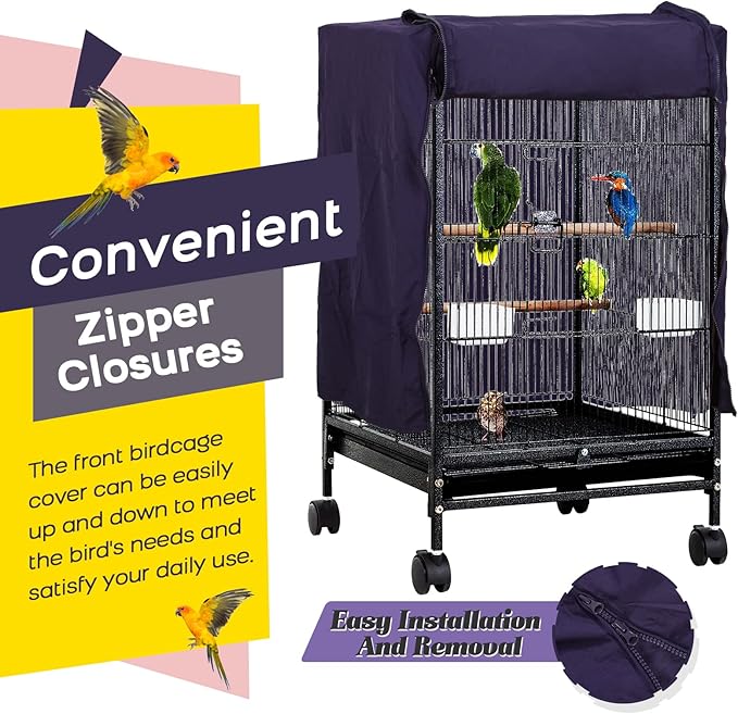 QBLEEV Birdcage Cover, Breathable Night Cover for Bird Cages, Parrot Cage Cover Shade Pet Universal Blackout Windproof Light-Proof Sleep Reduces Distractions Night Accessories Cloth Without Cage