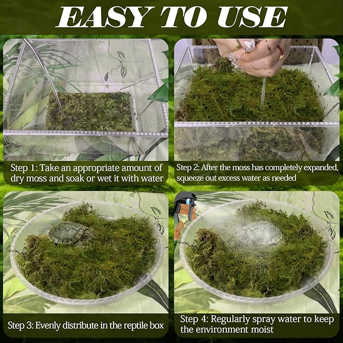 ZeeDix 8 oz Sphagnum Moss for Reptiles,12 qt Natural Hermit Crabs Moss Reptile Bedding Terrarium Substrate for Leopard Gecko Tortoise Lizard Ball Python Snakes Hermit Crab Habitat