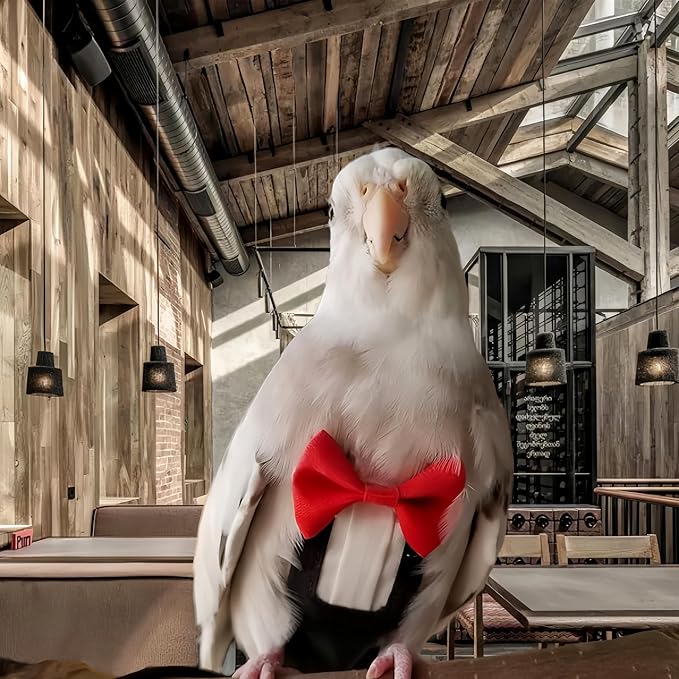 Bird Diapers Bird Harness Tuxedo Flight Suits with 80in Flying Leash Parrot Nappy with Waterproof Inner Layer Urine Wet Suite for Cockatiel Conure Parakeet Macaw Budgie-Black,M