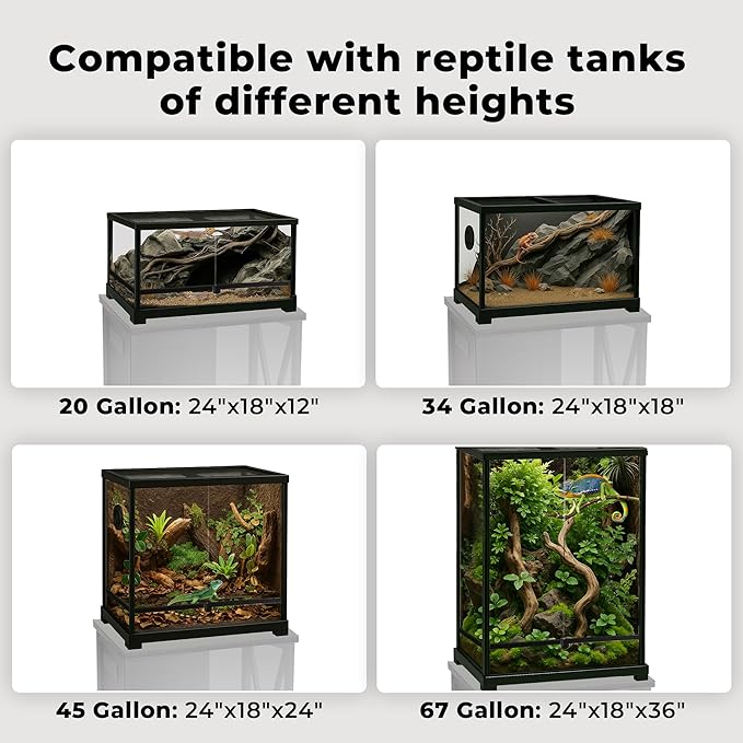 45-67 Gallon Reptile Tank Stand with Power Outlet, Terrarium Stand with Storage Cabinet, 24" Wx18 D Tabletop, Reptile Terrarium, Rustic Brown PG12XYN
