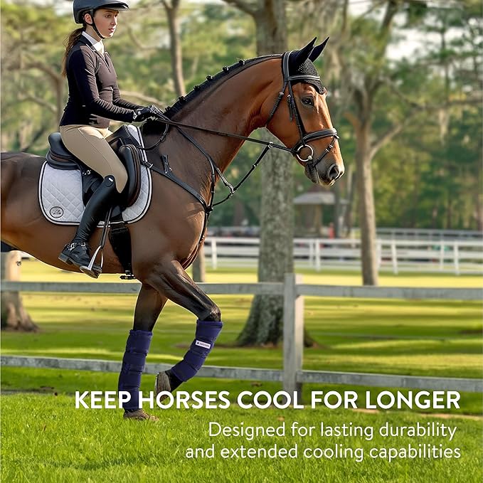 Navaris Horse Cooling Leg Wraps - Robust and Durable Cool Ice Boots for Horses - Freezer Boots Above Hoof - One Size Wrap Fits All - Standing Leg Cooler for Sport or Polo - 2 Pack