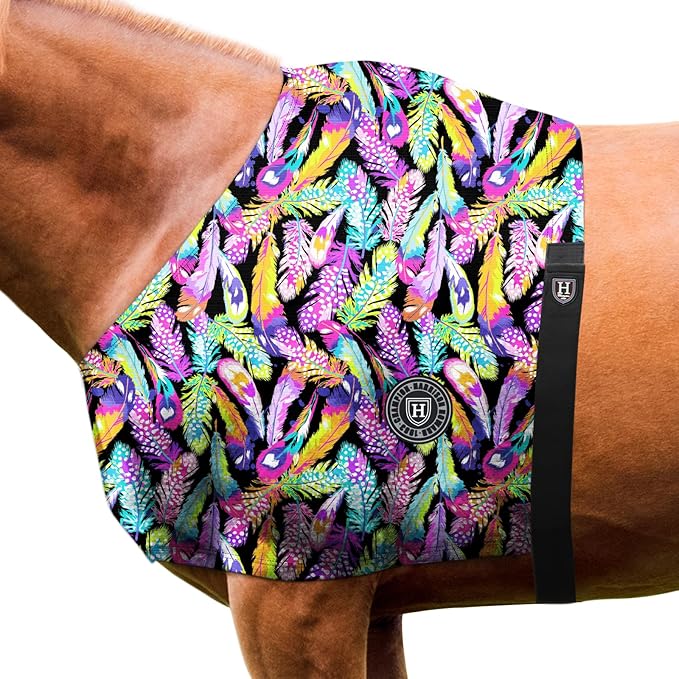 Harrison Howard Heat-Insulating Breathable Stretchy Shoulder Guard Anti Rub Bib for Horse Feather Hues M
