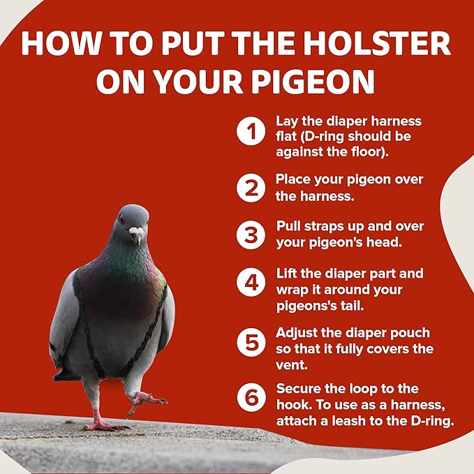 Hen Holster Wrap-Around Bird Diaper & Harness for Larger Pigeons, Small Breed - with Removable Liner, Adjustable Fit for Outdoor Adventures & Indoor Use, Easy to wear - Red Bandana, XS