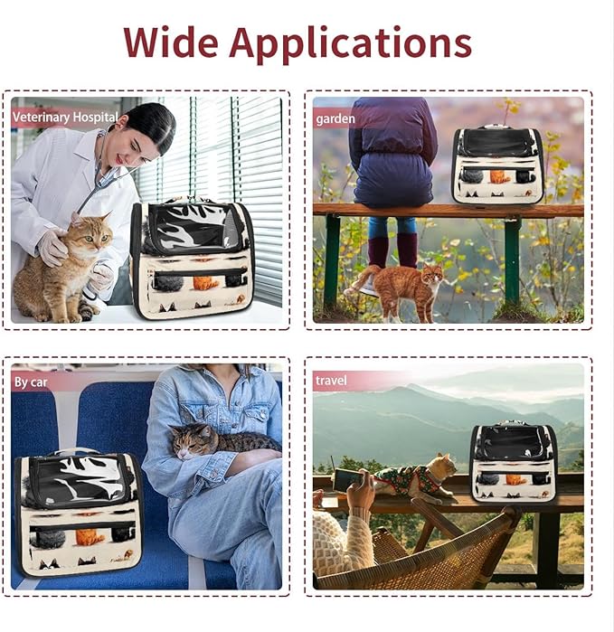 Cute Cats (2) Pet Travel Carrier Soft Sided Portable Bag for Cats, Small Dogs, Kittens or Puppies