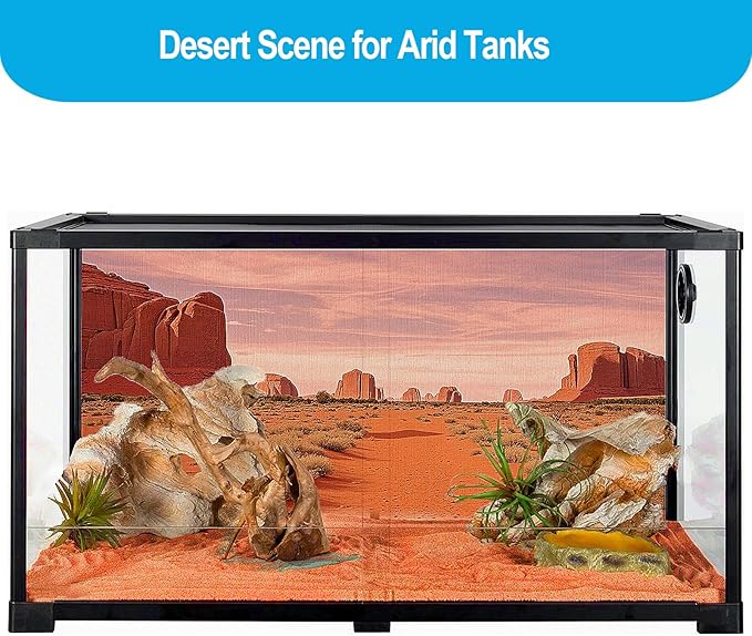 3 Pcs Reptile Tank Background, Bearded Dragon Tank Accessories, 36x18 inches 40 Gallon Polyester Terrarium Background Décor for Leopard Gecko, Crested Gecko, Turtle, Bearded Dragon