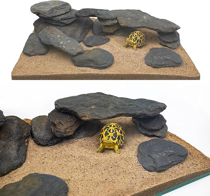 Aquarium Stone Stream Turtle Platform Natural Slate 3-7 inches Fish Tank Rock for Aquarium Decoration and Shrimp Tanks and Amphibian & Reptile Terrariums-5lb