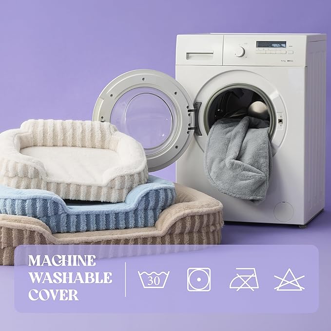 LE SURE Cute Dog Beds Large Sized Dog, Orthopedic Waterproof Large Pet Bed with Sides, Non-Slip Bottom and Egg-Crate Foam Pet Couch Sofa with Washable Removable Cover, Beige