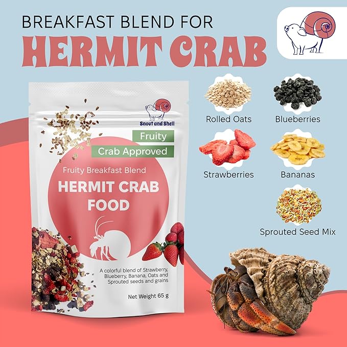 Snout and Shell Hermit Crab Food Bundle (Farm and Meadow, Fruity Breakfast Blend, Crabby Bug Blend, Greensand)