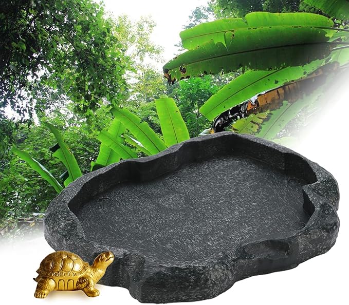 Yosoo Health Gear Reptile Feeder, ABS Resin Reptile Food Dish Feeder Bowl, Amphibian Decor, Pet Food Tray Feeding Dish for Tortoise, Gecko, Snake, Lizard ()