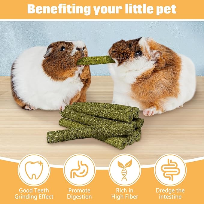 PINVNBY Timothy Hay Sticks Rabbit Chew Toys for Teeth Bunny Toys for Bunnies Boredom Hamster Molar Treats Snacks for Bunnies Chinchillas Guinea Pigs Hamsters and Other Small Animals (2PCS,7oz)