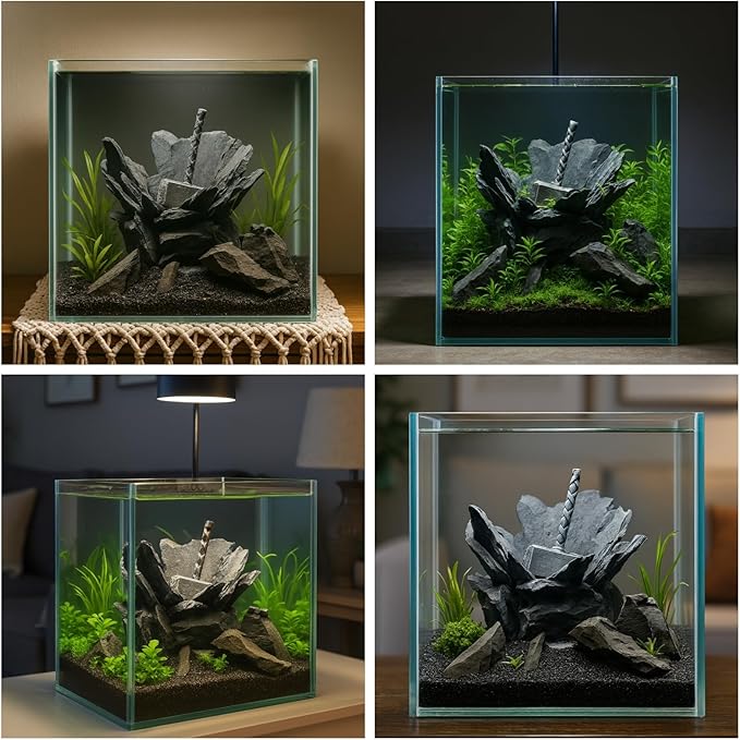 Aquarium Decoration for Fish Tank Thor’s Hammer Resin Aquarium Ornament Decorative Fish Tank Decor for Aquascaping Hiding Resting Betta Shrimp Cichlid