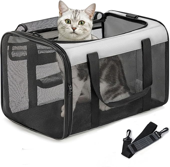 Soft-Sided Cat Carrier for Small-Medium Cats, Puppies up to 15 Lb, Airline Approved